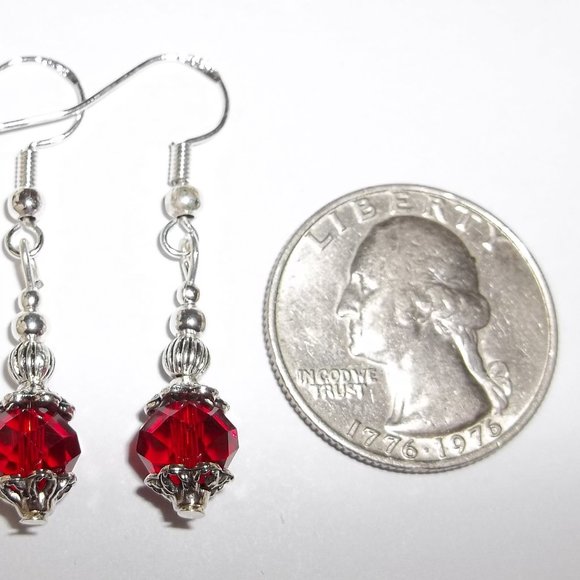 Beaded Red Dangle Earrings Handmade NWT Set 5183 - Picture 8 of 8